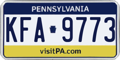PA license plate KFA9773