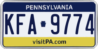 PA license plate KFA9774