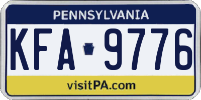 PA license plate KFA9776