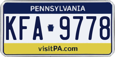 PA license plate KFA9778