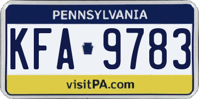 PA license plate KFA9783