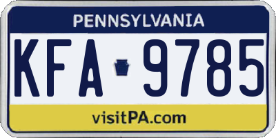 PA license plate KFA9785