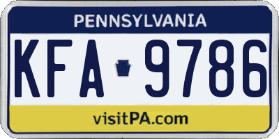 PA license plate KFA9786
