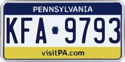 PA license plate KFA9793