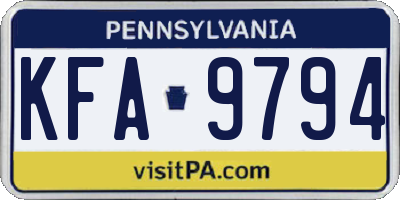 PA license plate KFA9794