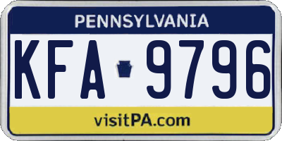 PA license plate KFA9796
