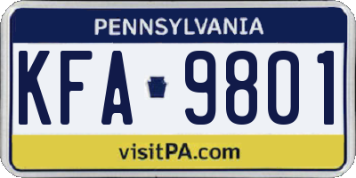 PA license plate KFA9801