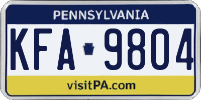 PA license plate KFA9804