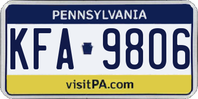 PA license plate KFA9806