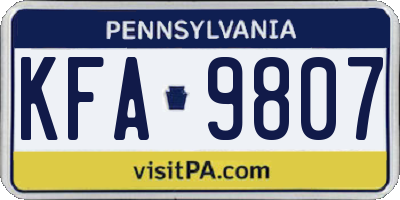 PA license plate KFA9807