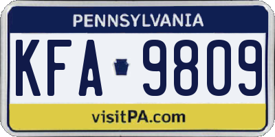 PA license plate KFA9809