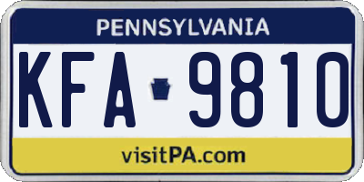 PA license plate KFA9810