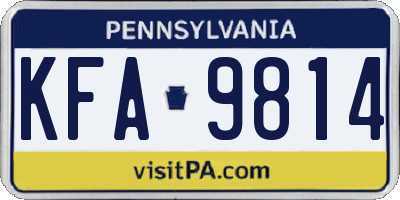 PA license plate KFA9814
