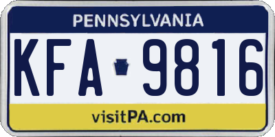 PA license plate KFA9816