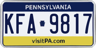 PA license plate KFA9817