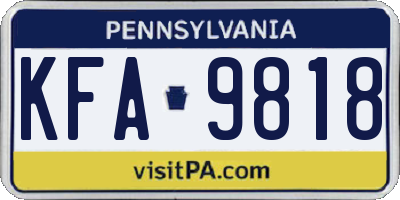 PA license plate KFA9818