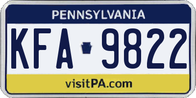 PA license plate KFA9822