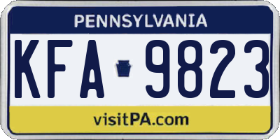PA license plate KFA9823