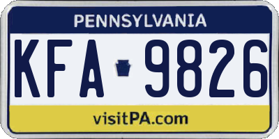 PA license plate KFA9826