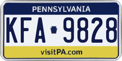 PA license plate KFA9828