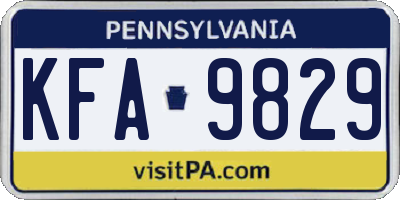 PA license plate KFA9829