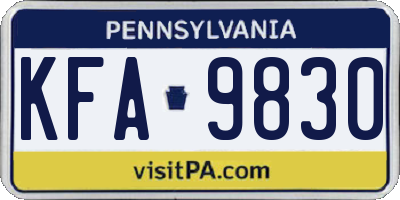 PA license plate KFA9830