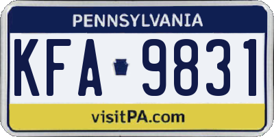PA license plate KFA9831