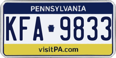 PA license plate KFA9833