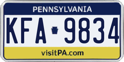 PA license plate KFA9834
