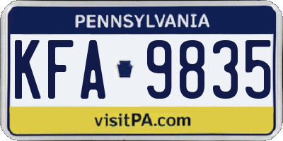 PA license plate KFA9835