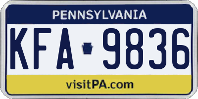 PA license plate KFA9836
