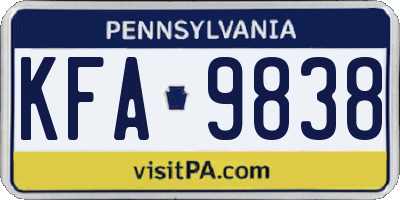 PA license plate KFA9838