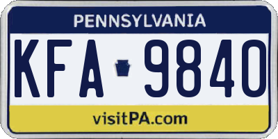 PA license plate KFA9840