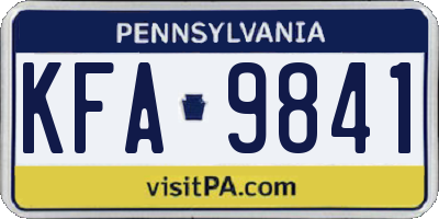 PA license plate KFA9841