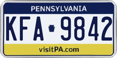 PA license plate KFA9842