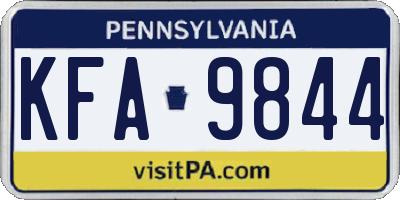 PA license plate KFA9844