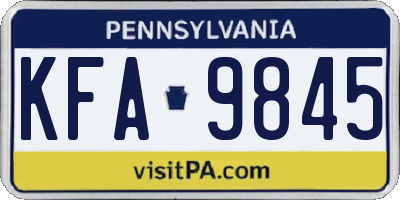 PA license plate KFA9845
