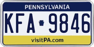 PA license plate KFA9846