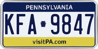 PA license plate KFA9847