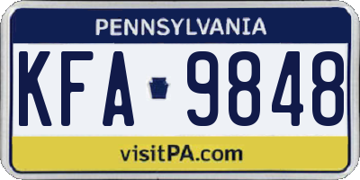 PA license plate KFA9848