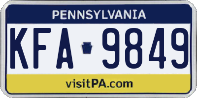 PA license plate KFA9849