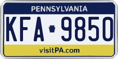 PA license plate KFA9850