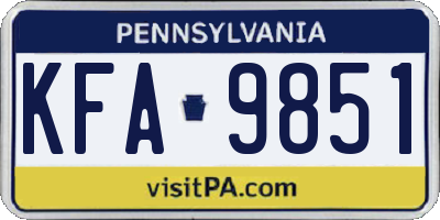PA license plate KFA9851