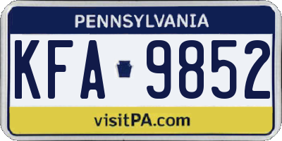 PA license plate KFA9852