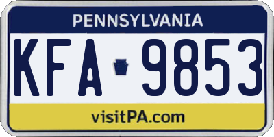PA license plate KFA9853