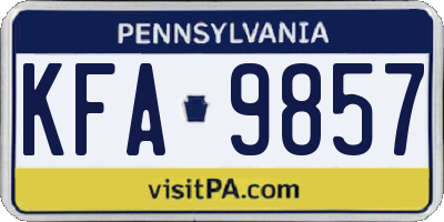 PA license plate KFA9857