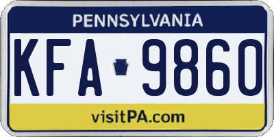 PA license plate KFA9860
