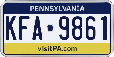 PA license plate KFA9861