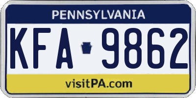 PA license plate KFA9862