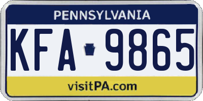 PA license plate KFA9865